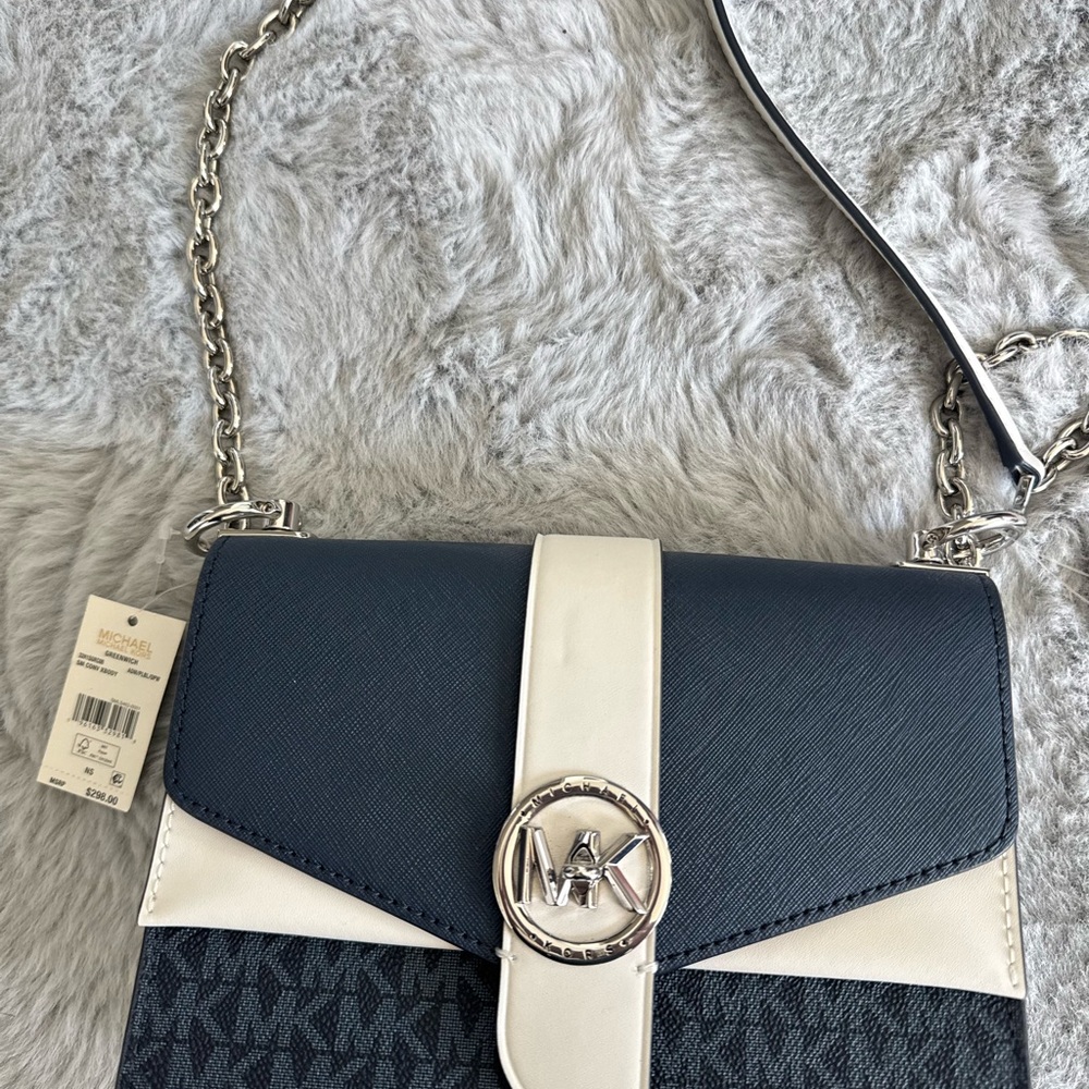 Michael Kors Navy and White Crossbody Bag
